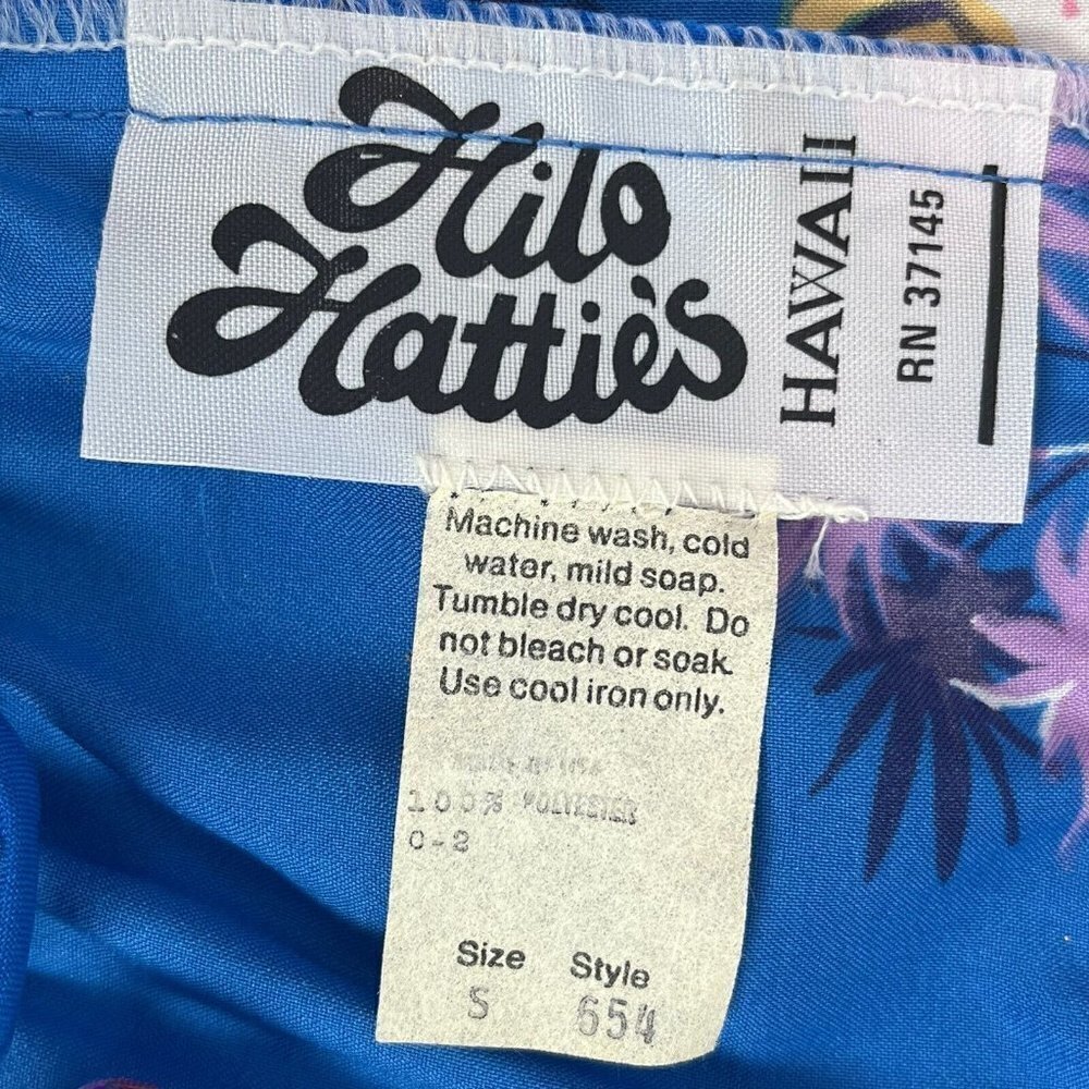 Hilo Hattie Womens Maxi Hawaiian Dress Vintage Blue Floral Tie Straps Small - Picture 8 of 8